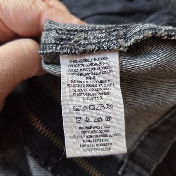 Free People Grey Washed Denim Cropped‎ Moto Jacket XS Asymmetical Zipper Grunge - Picture 6 of 7